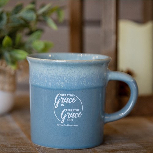 Breathe Grace In Mug Aqua